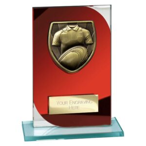 Seismic Cobra Rugby Glass Award Red and Silver