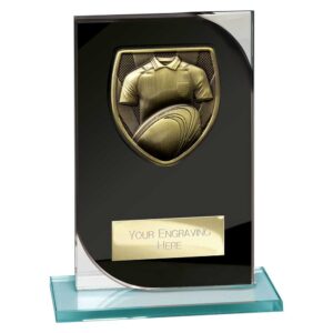 Seismic Cobra Rugby Glass Award Black and Silver