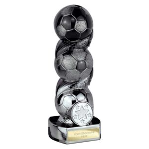 Hat-trick Strike Football Trophy Black and Silver
