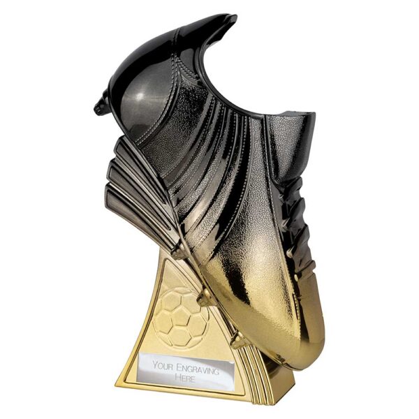 Power Boot Football Trophy Black and Gold
