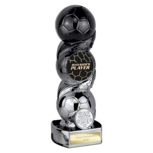 Hat-trick Strike Managers Player Trophy Black and Silver