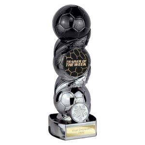 Hat-trick Strike Trainer of Week Trophy Black and Silver