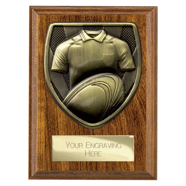 Cobra Plaque Rugby Shirt and Ball Award Walnut