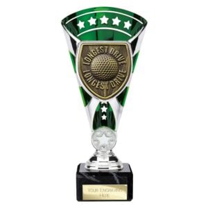 Cobra Star Golf Longest Drive Trophy Cup Silver and Green