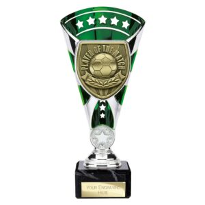 Cobra Star Player of Match Trophy Cup Silver and Green