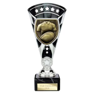 Cobra Star Rugby Shirt and Ball Trophy Cup Silver and Black