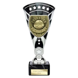 Cobra Star Thank you Coach Trophy Cup Silver and Black