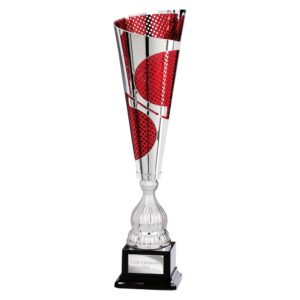 Quest Laser Cut Trophy Cup Silver and Red