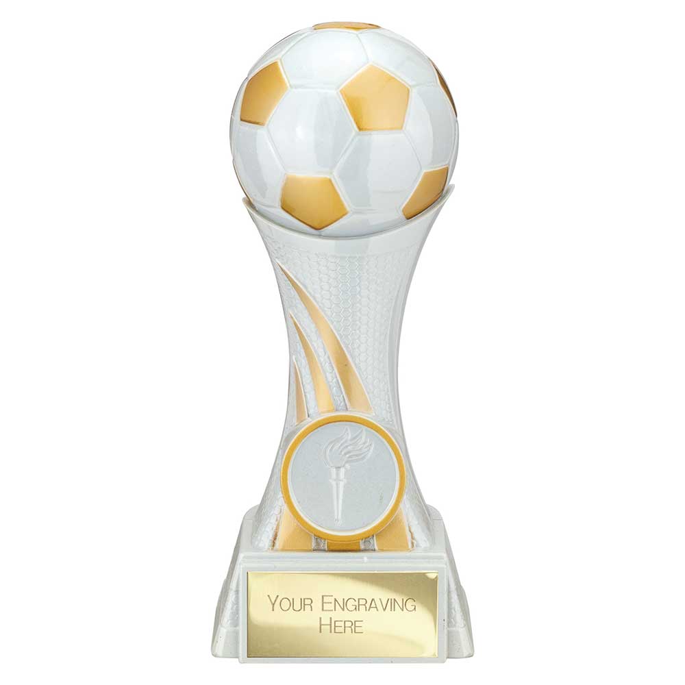 Attack Strike Football Trophy White and Gold 1 Attack Strike Football Trophy White and Gold