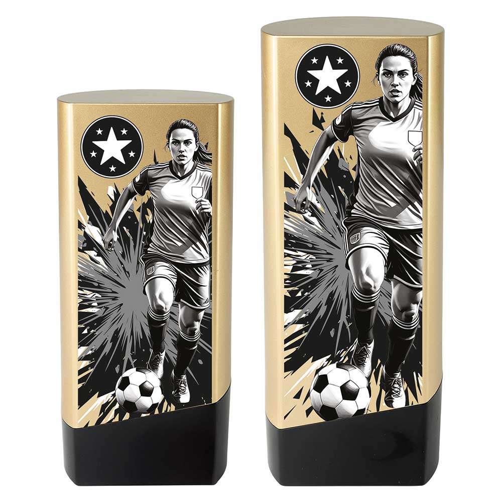 Prime Ladies Football Trophy Gold and Black 2 Prime Ladies Football Trophy Gold and Black - Image 2