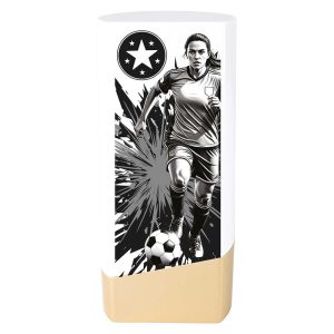 Prime Ladies Football Trophy White and Gold