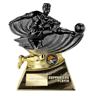 Power Strike Football Supporter Player Trophy Black and Gold