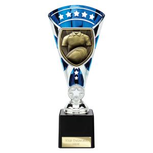 Cobra Star Trophy Cup Rugby Shirt and Ball Blue and Silver