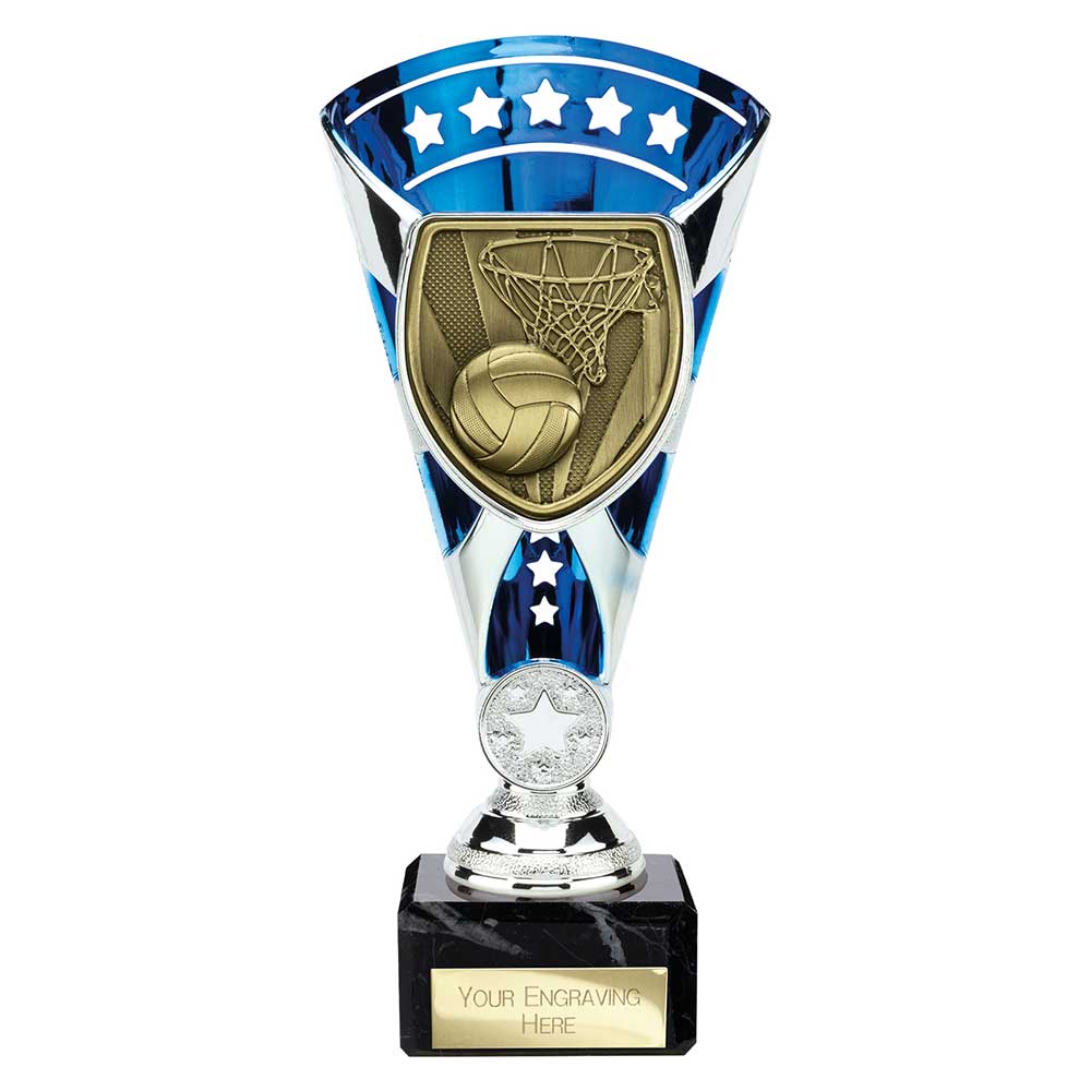 Cobra Star Trophy Cup Netball Blue and Silver 2 Cobra Star Trophy Cup Netball Blue and Silver - Image 2