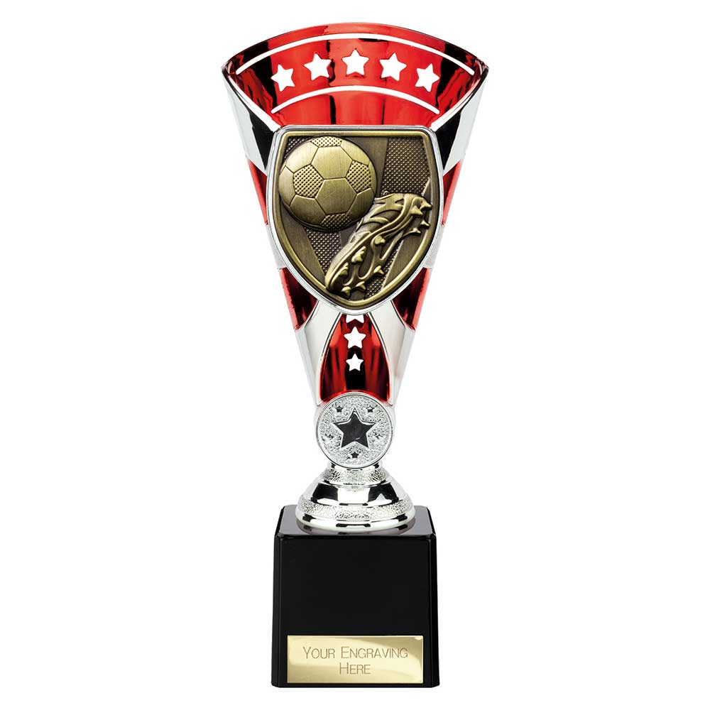 Cobra Star Trophy Cup Football Boot and Ball Red and Silver 1 Cobra Star Trophy Cup Football Boot and Ball Red and Silver