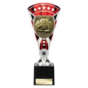 Cobra Star Trophy Cup Football Goal Keeper Red and Silver