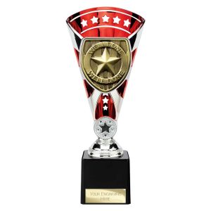 Cobra Star Trophy Cup Well Done Red and Silver