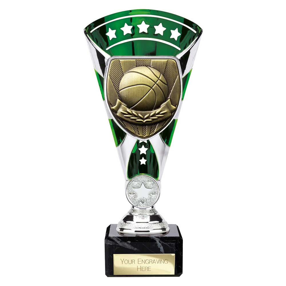Cobra Star Trophy Cup Basketball Green and Silver 2 Cobra Star Trophy Cup Basketball Green and Silver - Image 2