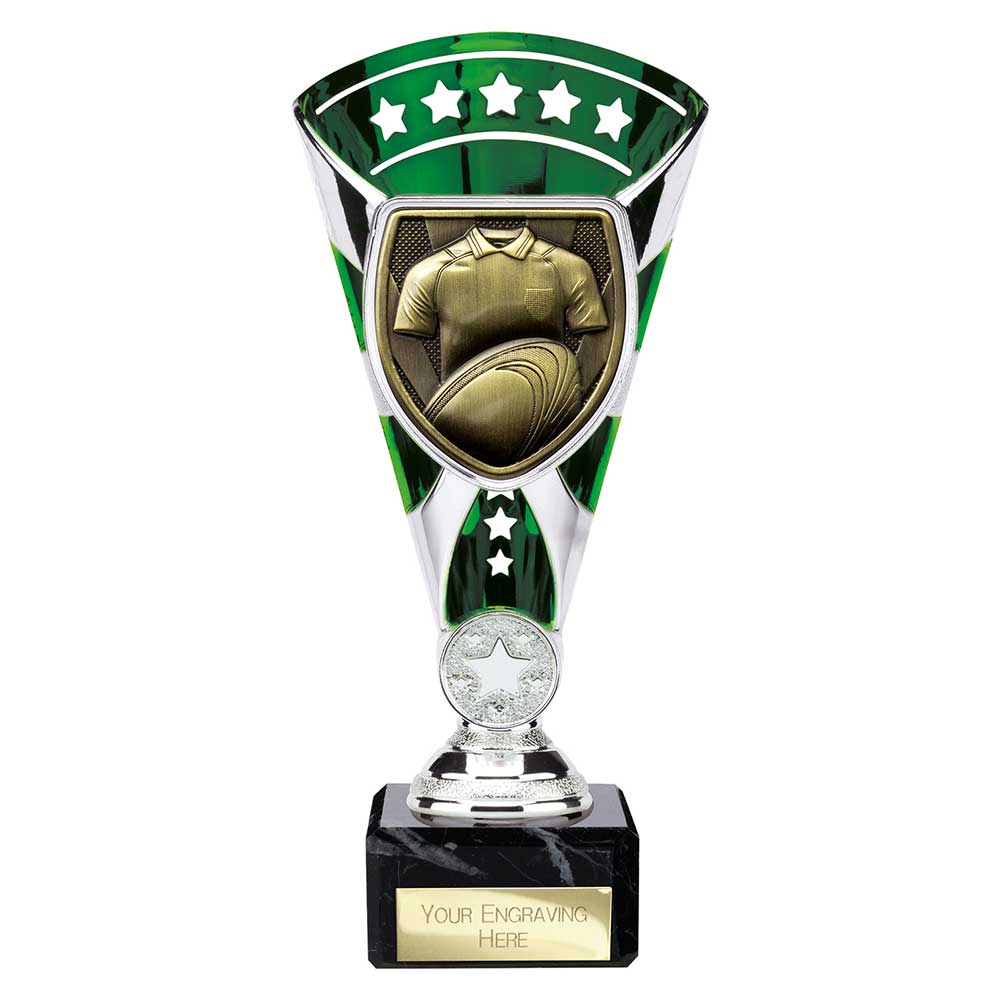 Cobra Star Trophy Cup Rugby Shirt and Ball Green and Silver 2 Cobra Star Trophy Cup Rugby Shirt and Ball Green and Silver - Image 2