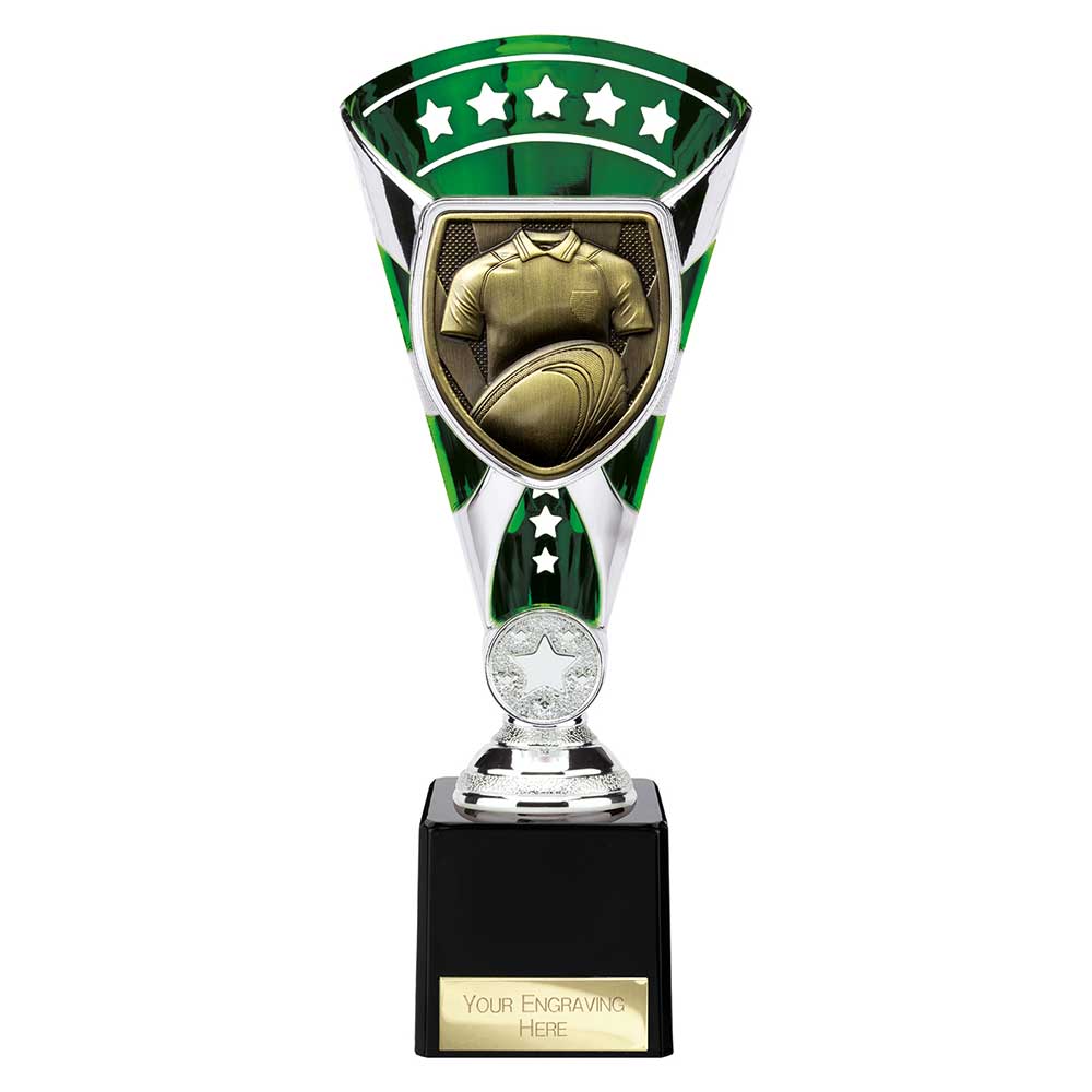 Cobra Star Trophy Cup Rugby Shirt and Ball Green and Silver 1 Cobra Star Trophy Cup Rugby Shirt and Ball Green and Silver