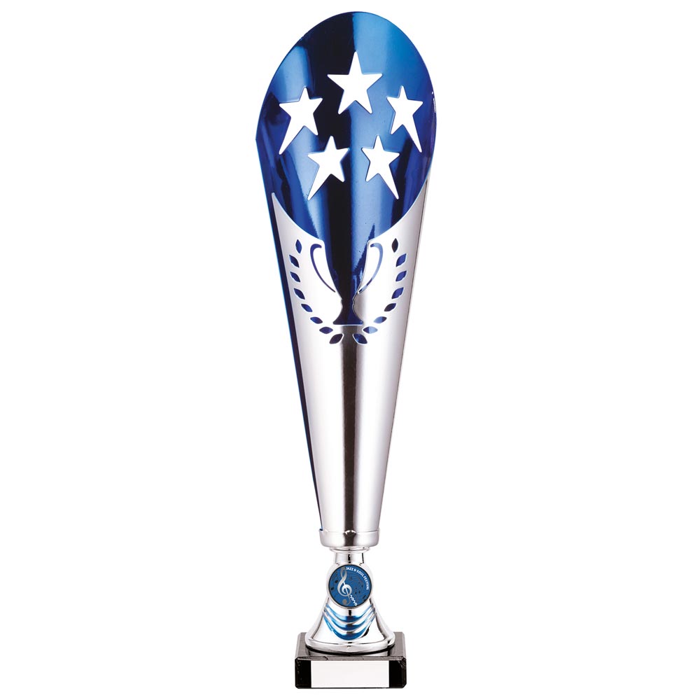 Legendary Laser Cut Metal Trophy Cup Silver and Blue 1 Legendary Laser Cut Metal Trophy Cup Silver and Blue