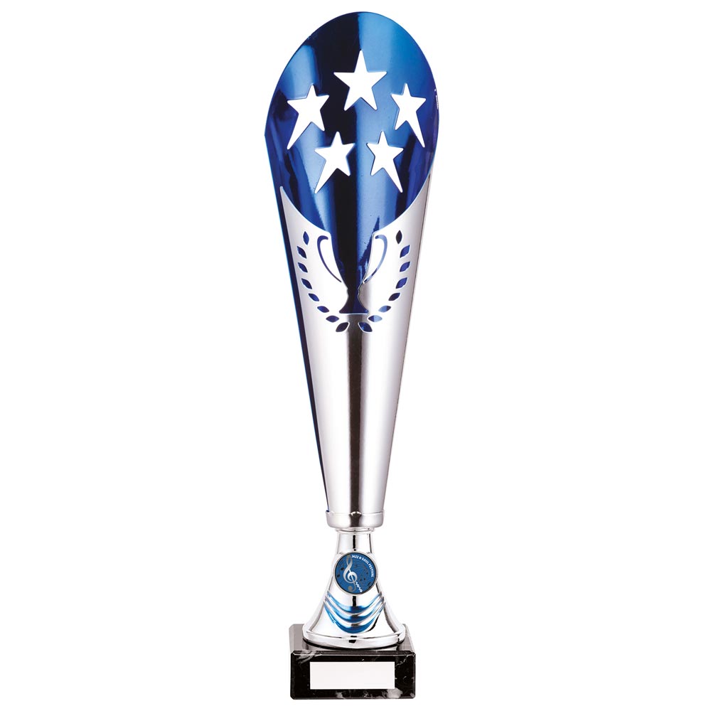Legendary Laser Cut Metal Trophy Cup Silver and Blue 3 Legendary Laser Cut Metal Trophy Cup Silver and Blue - Image 3