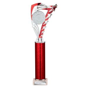 Frenzy Multi Award Tube Trophy Silver and Red