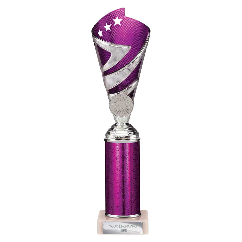 Hurricane Multi Award Tube Trophy Silver and Purple 4 Hurricane Multi Award Tube Trophy Silver and Purple - Image 4
