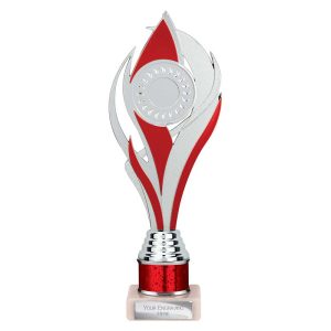 Volcano Multi Award Tube Trophy Silver and Red