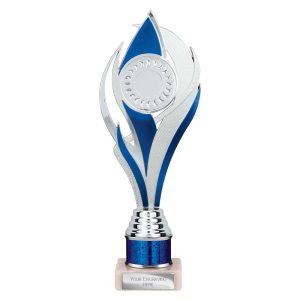 Volcano Multi Award Tube Trophy Silver and Blue