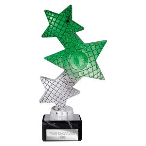 Trinity Star Multi Award Plastic Trophy Silver and Green