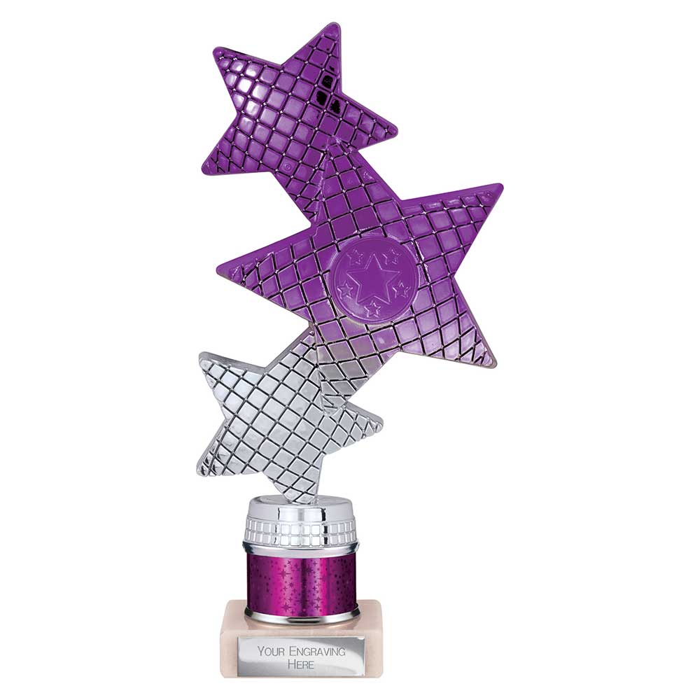 Trinity Star Multi Award Tube Trophy Purple and Silver 1 Trinity Star Multi Award Tube Trophy Purple and Silver