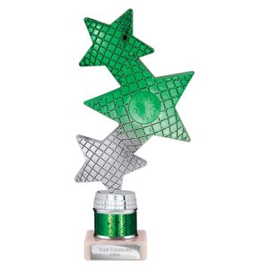 Trinity Star Multi Award Tube Trophy Green and Silver