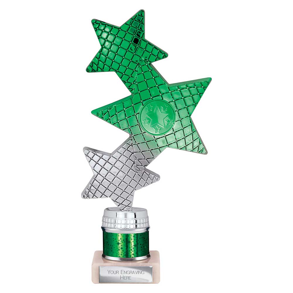 Trinity Star Multi Award Tube Trophy Green and Silver 1 Trinity Star Multi Award Tube Trophy Green and Silver