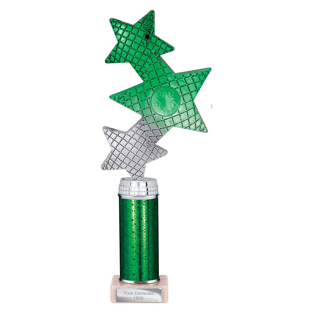 Trinity Star Multi Award Tube Trophy Green and Silver 5 Trinity Star Multi Award Tube Trophy Green and Silver - Image 5