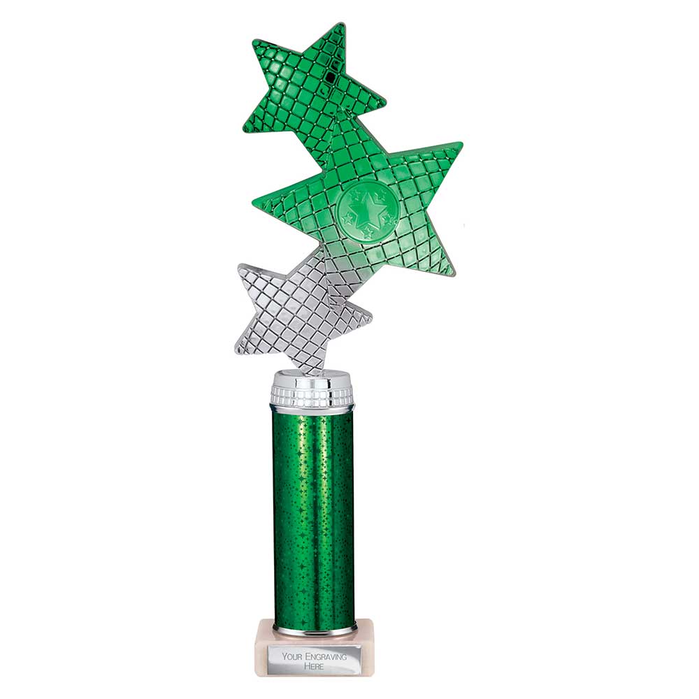 Trinity Star Multi Award Tube Trophy Green and Silver 6 Trinity Star Multi Award Tube Trophy Green and Silver - Image 6