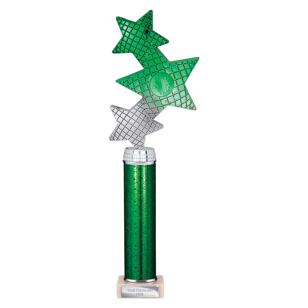 Trinity Star Multi Award Tube Trophy Green and Silver 8 Trinity Star Multi Award Tube Trophy Green and Silver - Image 8