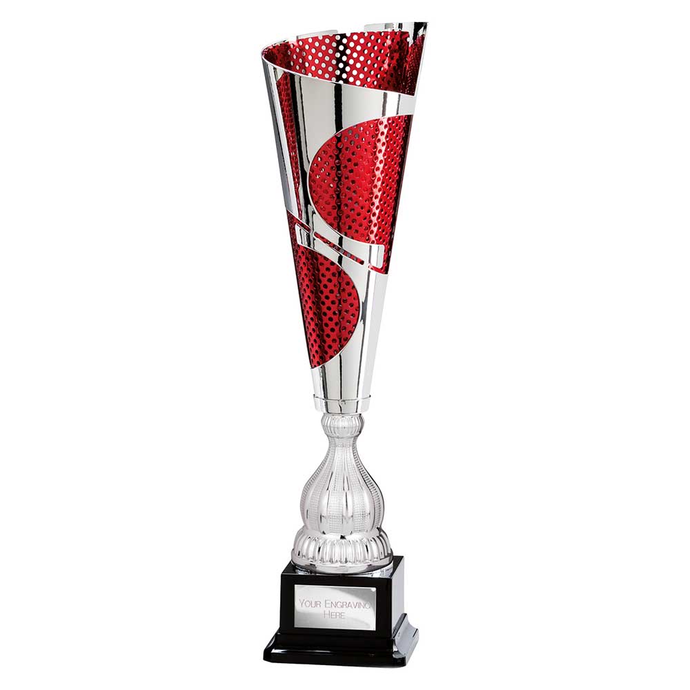Quest Laser Cut Trophy Cup Silver and Red 1 Quest Laser Cut Trophy Cup Silver and Red