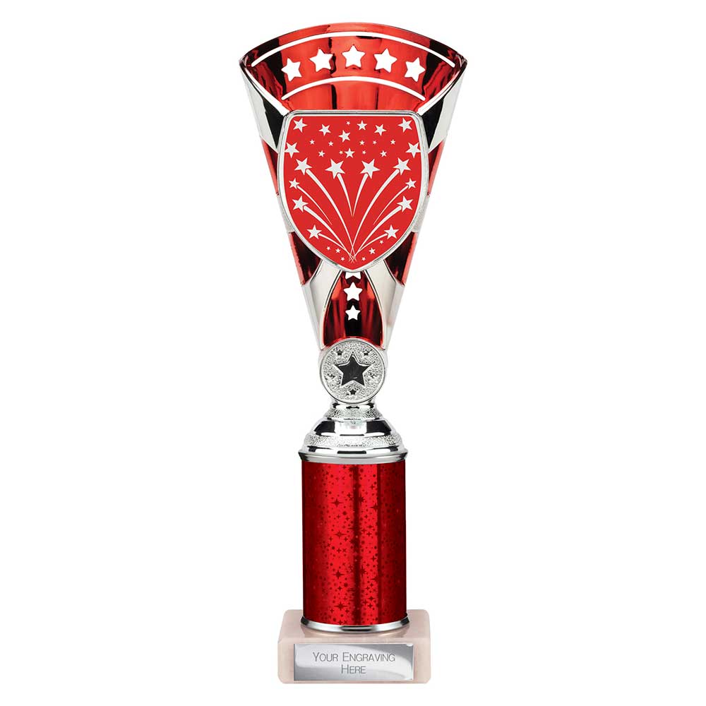 Cobra Star Trophy Cup Multi Award Tube Trophy Red and Silver 1 Cobra Star Trophy Cup Multi Award Tube Trophy Red and Silver