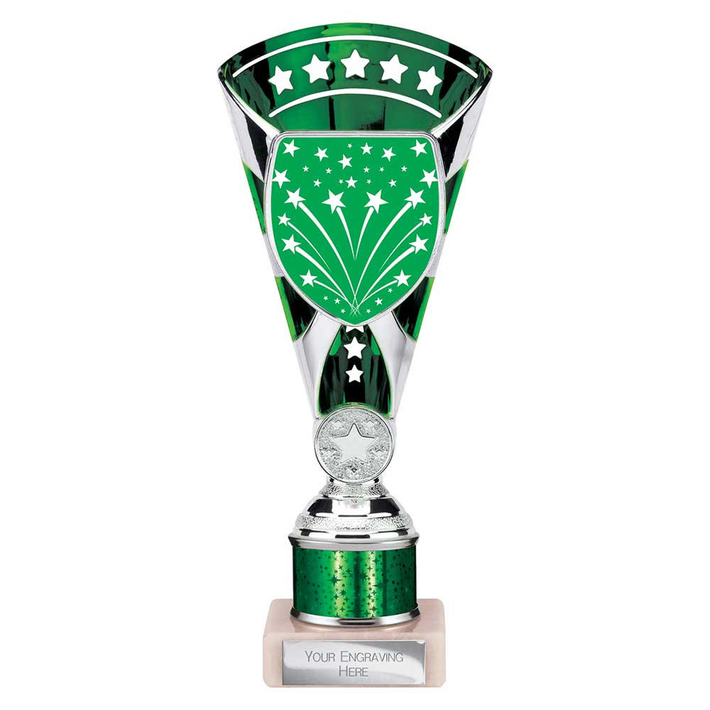Cobra Star Trophy Cup Multi Award Tube Trophy Green and Silver 2 Cobra Star Trophy Cup Multi Award Tube Trophy Green and Silver - Image 2