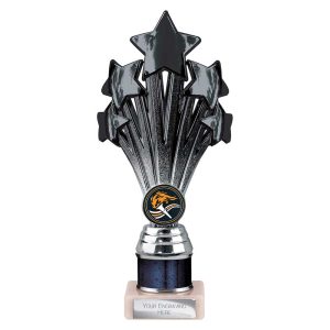 5 Star Multi Award Tube Trophy Black and Silver