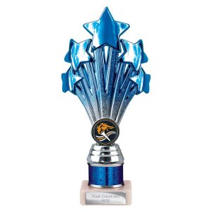 5 Star Multi Award Tube Trophy Blue and Silver