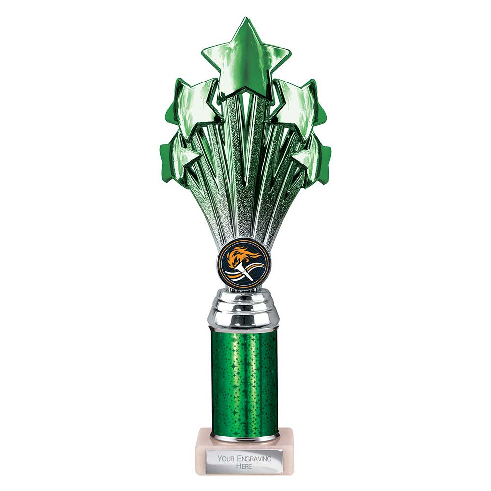 5 Star Multi Award Tube Trophy Green and Silver 4 5 Star Multi Award Tube Trophy Green and Silver - Image 4