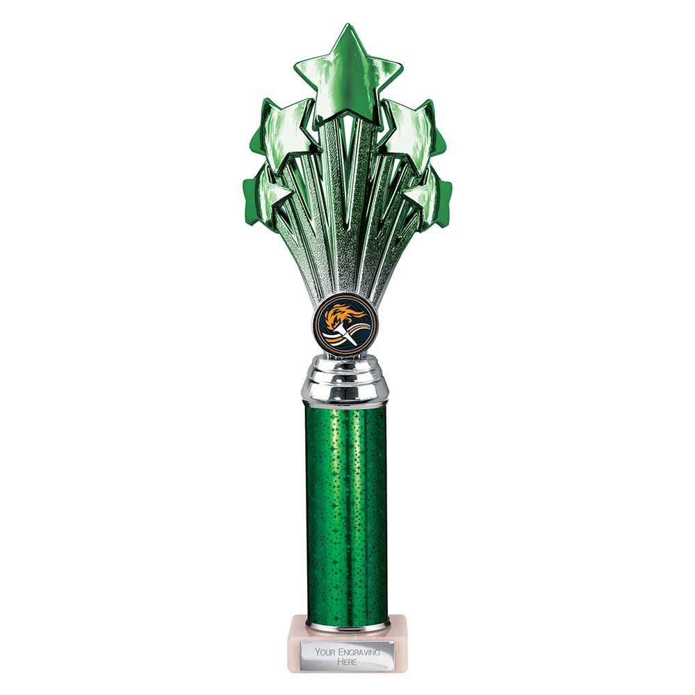 5 Star Multi Award Tube Trophy Green and Silver 6 5 Star Multi Award Tube Trophy Green and Silver - Image 6