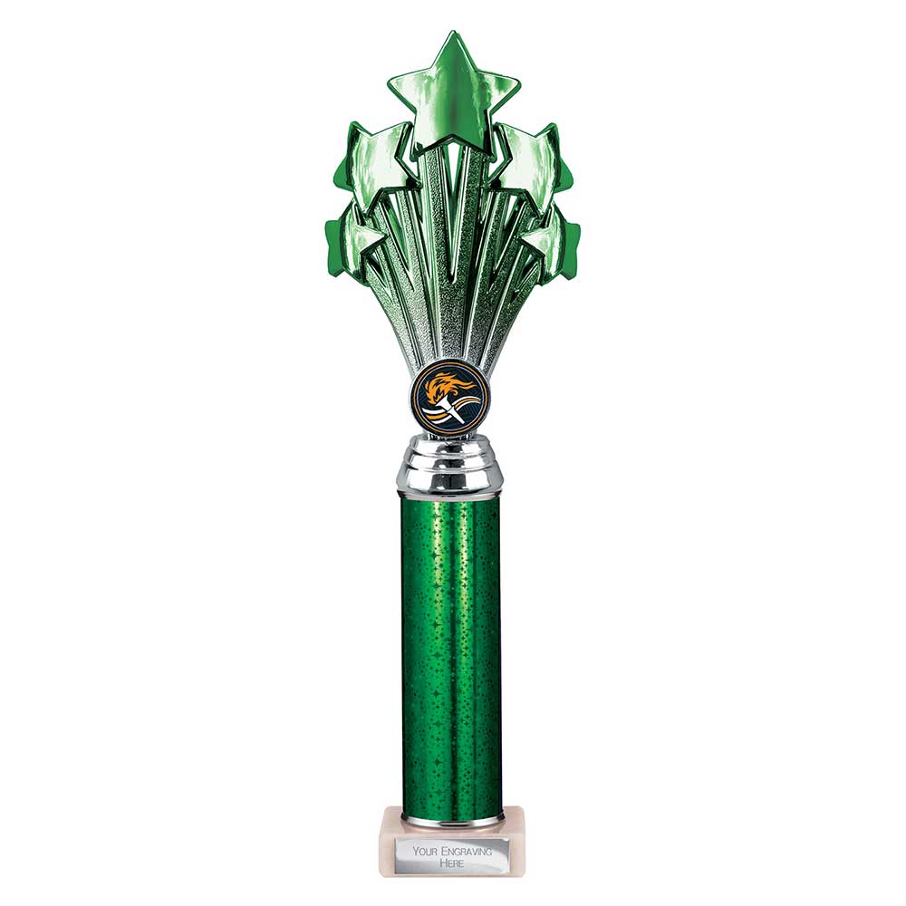 5 Star Multi Award Tube Trophy Green and Silver 7 5 Star Multi Award Tube Trophy Green and Silver - Image 7