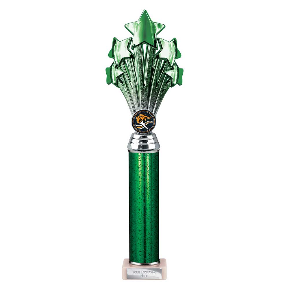 5 Star Multi Award Tube Trophy Green and Silver 8 5 Star Multi Award Tube Trophy Green and Silver - Image 8