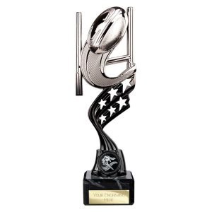 Innov8 Rugby Trophy Silver and Black